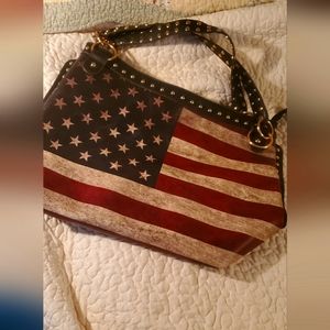 American flag leather purse